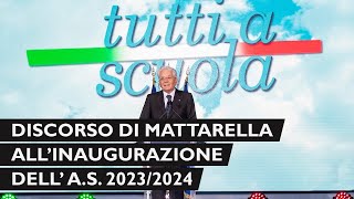 Mattarella alla cerimonia di inaugurazione dell’anno scolastico 20232024 [upl. by Nemhauser379]