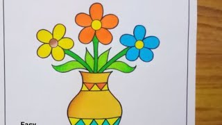 flower pot drawing l how to drawing flower pot easy [upl. by Jehanna290]