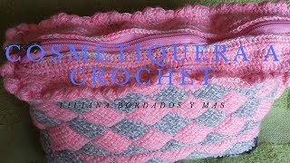 Cosmetiquera Tejida a Crochet Puntada Tunecino [upl. by Auqenwahs]