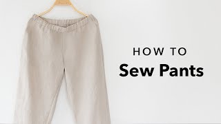 How to sew pants Elastic waist wideleg style  Sewing Tutorial with Angela Wolf [upl. by Sutsugua856]