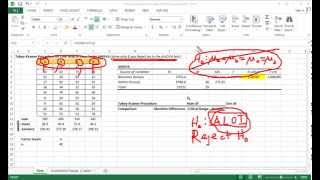 Tukey Kramer Multiple Comparison Procedure and ANOVA with Excel [upl. by Zenger]