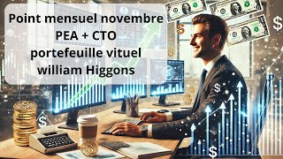 Point mensuel novembre PEA  CTO portefeuille vituel william Higgons [upl. by Sdlonyer]