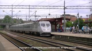 SJ X2 train at Katrineholm station Sweden [upl. by Koerner]