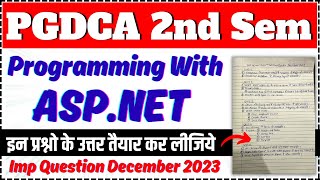 📚ASPNET IMP QUESTION PGDCA 2ND SEM FOR EXAM DECEMBER 2023 dca pgdca mcu [upl. by Itaws216]