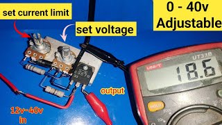 How to make voltage regulator at home \variable voltage amp current power supply\Dc voltage controller [upl. by Uwkuhceki]