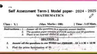 Ap 10th class Maths SA1💯VVimp paper 2024 10th class Self Assessment Term1 Model paper Maths 2024 [upl. by Rihsab]