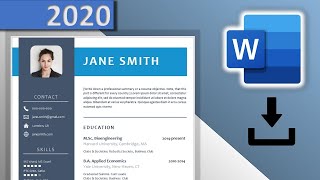 CV Template Word DOWNLOAD FREE ⬇ 2020 😱  Blue Resume Design with Icons ✪ DOCX ✪ [upl. by Torosian693]