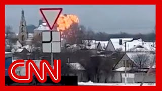 Video shows Russian military plane crash near Ukrainian border [upl. by Darius743]