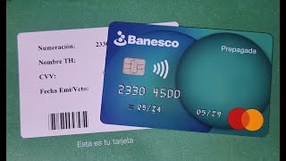 ¿Que ofrece la nueva tarjeta prepagada física virtual de Banesco¿la mejor del mercado venezolano [upl. by Pelson]