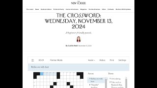 The New Yorker Crossword 13112024 [upl. by Giess]