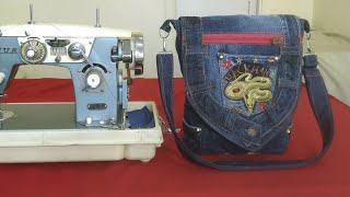 DIY Bag Jeans Fantasy Сумка рюкзак из джинсов своими руками полный МК и выкройка Джинсовая Фантазия [upl. by Ahsercel]