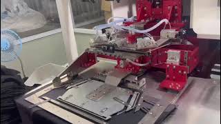 Professional kangaroo pocket automatic setter running in the garment factory [upl. by Htenaj]