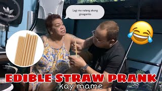 EDIBLE STRAW PRANK KAY MAME galit na galit siya [upl. by Acinorehs]