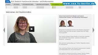 BA DeutschFranzösische Literatur und Kulturstudien studieren an der Freien Universität Berlin [upl. by Nnaylrebmik]