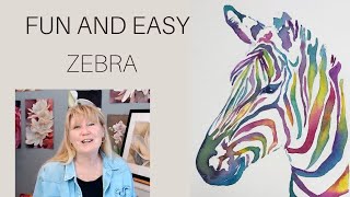 How to paint a Colorful Zebra in Watercolor with Negative painting  Made Easy [upl. by Monk]