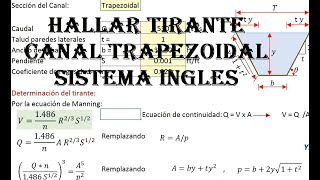 ECUACION DE MANNINGSISTEMA INGLES [upl. by Airlie466]