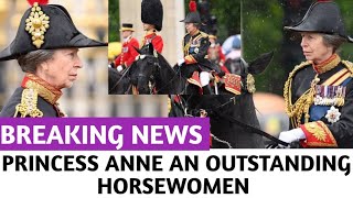 Anne praised as outstanding horsewoman after controlling her horse during trooping the colour [upl. by Ardnoik]