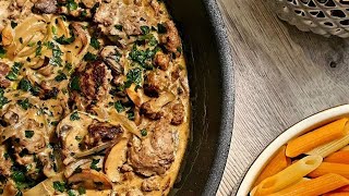 Bœuf stroganoff champignons moutarde crème  Temps  20min [upl. by Anse428]