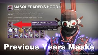 How To Equip Masks From Previous Years And New Unlocked Masks Festival Of The Lost Destiny 2 2020 [upl. by Barrington]