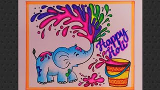 Beautiful Holi Festival Drawing Happy Holi Drawing Holi Drawing Easy StepByStep [upl. by Ennaeel]