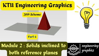 KTU Engineering Graphics  Module 2  Part 6  Pentagonal Pyramid inclined to both reference planes [upl. by Tyra649]