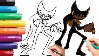 HOW TO DRAW INK BENDY Indie Cross  Bendy And the ink machine  Friday Night Funkin FNF  Easy [upl. by Conyers778]