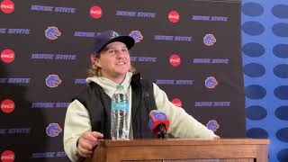 Boise State quarterback Maddux Madsen meets with the media after 6230 win over Utah State [upl. by Adamec116]