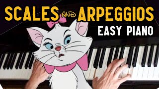 Scales and arpeggios The Aristocats  Easy piano cover  Free piano sheet [upl. by Yrogreg]