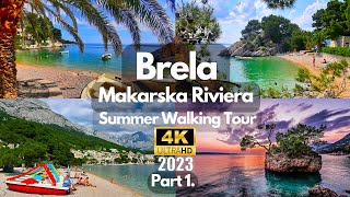 Brela Beach  Makarska Riviera Croatia 4K  Punta Rata SUMMER Walking Tour 2023  Part 1 [upl. by Ursula]