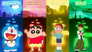 Doraemon vs Shinchan vs Kiteretsu vs Ben 10 Hindi Theme Songs  Tiles Hop EDM Rush [upl. by Nairbo]