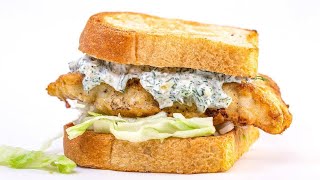 How To Make An EggBattered Fishwich on Toast with Yogurt Tartar Sauce By Rachael [upl. by Adnylg]