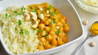 Curry de Garbanzos con arroz basmati  ¡Mi NUEVA RECETA FAVORITA [upl. by Wise967]