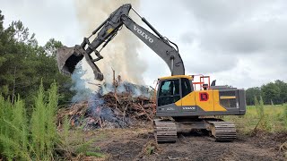 Burning Brush Piles And Taking Rail Road Ties To Arena Project [upl. by Eelymmij]