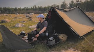 Relaxing Solo Camping With Cozy Tent In A Stunning Rocky Valley  Cooking  Bushcraft  ASMR [upl. by Sudaorb]