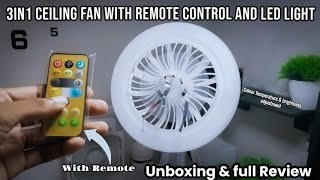 3in1 Ceiling Fan with Remote Control and LED Light Unboxing amp Full Review unboxing review asmr [upl. by Isaak245]