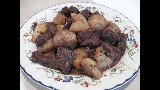 “ΑΦΕΛΙΑ” FRIED PORK IN RED WINE WITH POTATOES  STAVROS KITCHEN  GREEK amp CYPRIOT CUISINE [upl. by Crist172]