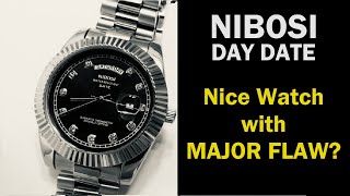 Nibosi Day Date Quartz Presidential Watch BLING unboxing amp quick review Nice watch with major flaw [upl. by Adlen549]