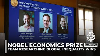 USbased Acemoglu Johnson and Robinson win the 2024 Nobel Economics Prize [upl. by Marjana]