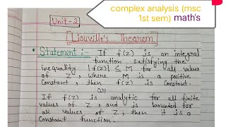 liouvilles Theorem complex analysis msc 1st sem Mathematics important theorem [upl. by Notnad752]