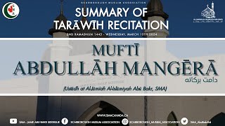 Summary of Tarawih Recitation  Day 2  Mufti Abdullah Mangera  Wed 130324 [upl. by Brynn73]