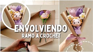 ENVOLVIENDO RAMO DE FLORES TEJIDAS 💐🧶 crochet [upl. by Graner13]