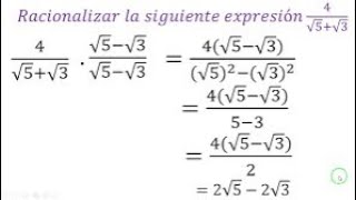 Operaciones con Radicales Cociente de Radicales de igual Índice Racionalización de Denominadores [upl. by Vassily]