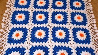 Crochet table cover square thalposh woolen table mat Crosia ke design [upl. by Dlorrej]