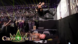 Randy Orton and Kevin Owens engage in an INSANE brawl Crown Jewel 2024 highlights [upl. by Htiek]