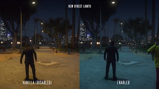 GTA 5 NaturalVision Evolved  New Street Lights Comparison [upl. by Annairba]