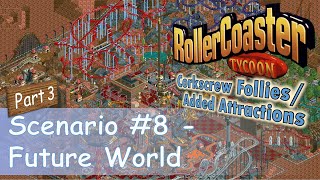 RollerCoaster Tycoon  Park Playthrough Future World Part 33  Landscaping amp decorating [upl. by Ahsilem861]