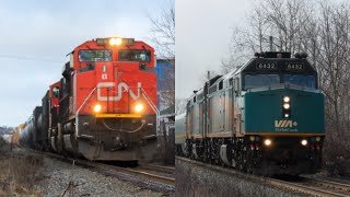 CN and VIA Rail Action In Elmsdale Nova Scotia [upl. by Lovel387]