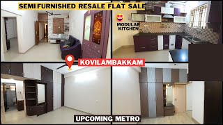 Resale flat sale in chennai Kovilambakkam🥳Semifurnished flat⭐modular kitchen videoyoutube houses [upl. by Nolyat]