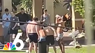 Disturbing video shows University of Miami fraternity allegedly hazing on campus [upl. by Esahc875]