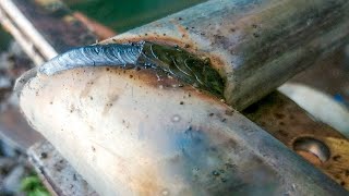 stick welding of thin galvanized pipe  welding techniques [upl. by Erialb]